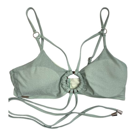 Flole shimmer mint green top and garter gold Medium NO BOTTOMS only top & garter - Picture 5 of 6